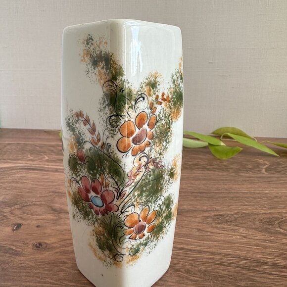 Handmade Ceramic Vase With Coastal & Floral Designs Greece Artist Signed 6" Tall - Picture 9 of 9